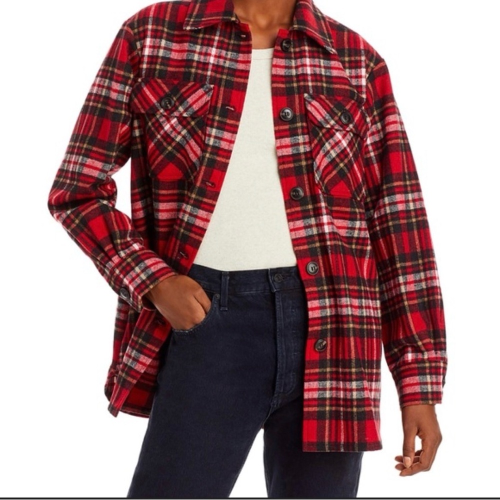 AQUA plaid flannel shirt jacket
